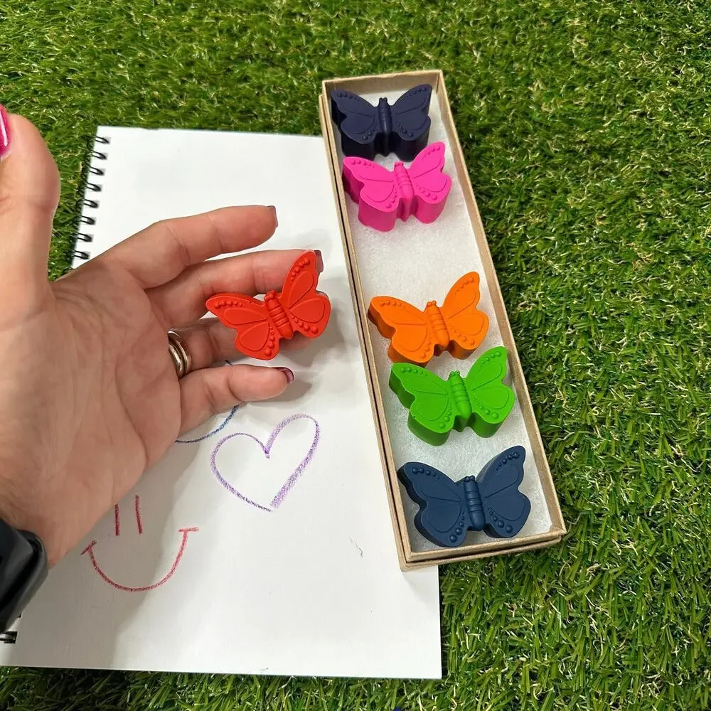 2/$30 Butterfly Crayons (6), Kids Boys Girls Pretty Unique Colorful B-day Gift